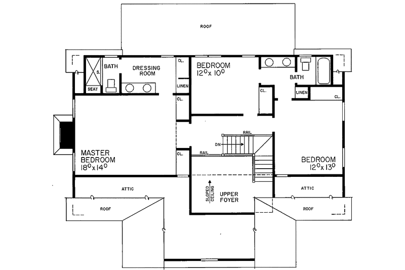 Home Plan - Floor Plan - Upper Floor for Classical House Plan #72-685 - 3 bed, 2.5 bath