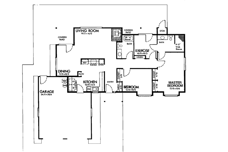 Home Plan - Floor Plan - Main Floor for Contemporary House Plan #320-784 - 2 bed, 2 bath