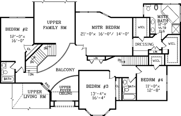 European Floor Plan - Upper Floor Plan #456-111