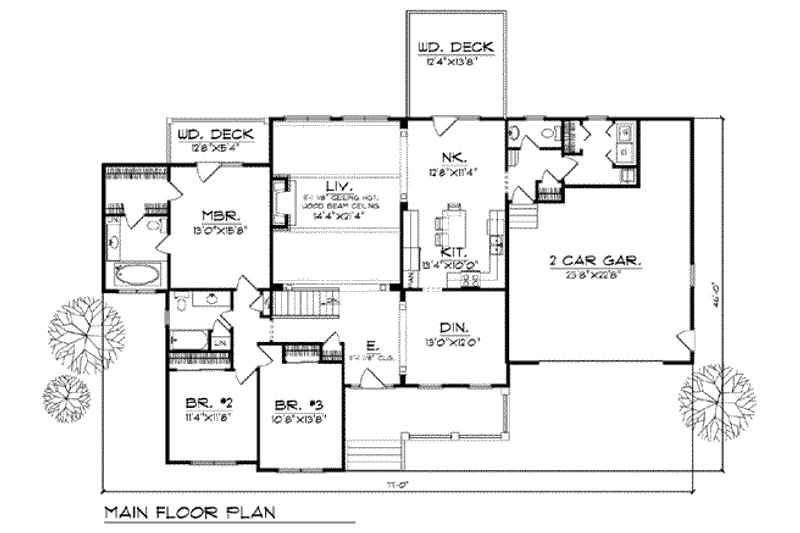 Home Plan - Floor Plan - Main Floor for Traditional House Plan #70-787 - 4 bed, 3.5 bath