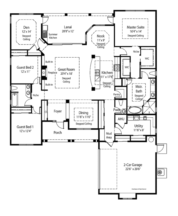 Architectural House Design - Mediterranean Floor Plan - Main Floor Plan #938-63