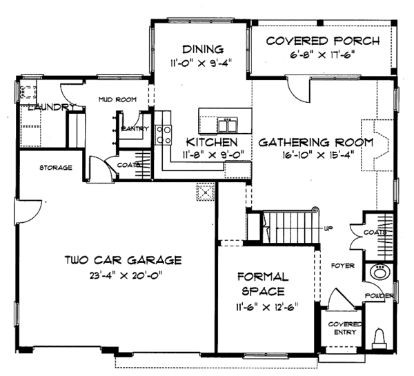 House Plan Design - Tudor Floor Plan - Main Floor Plan #413-899