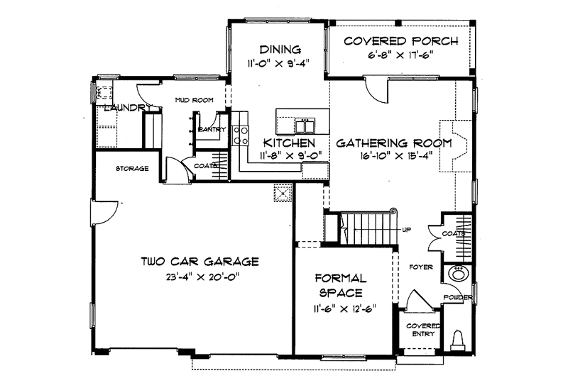Home Plan - Floor Plan - Main Floor for Tudor House Plan #413-899 - 3 bed, 2.5 bath