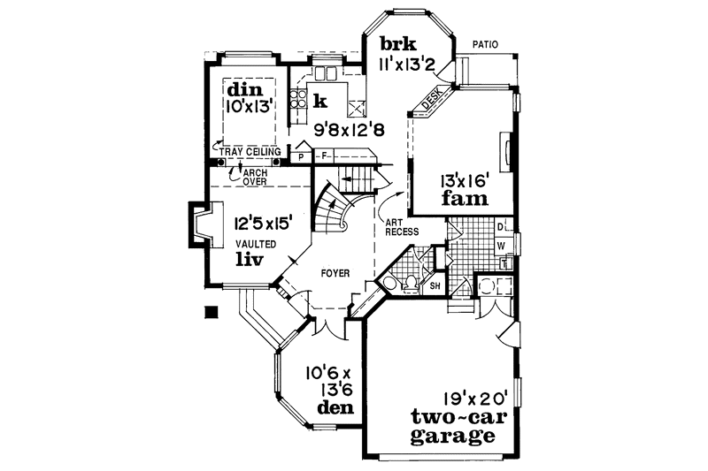Dream House Plan - Floor Plan - Main Floor for Prairie House Plan #47-853 - 3 bed, 3 bath