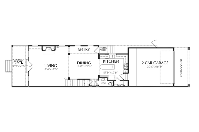 Architectural House Design - Floor Plan - Main Floor for Traditional House Plan #1021-18 - 3 bed, 2.5 bath