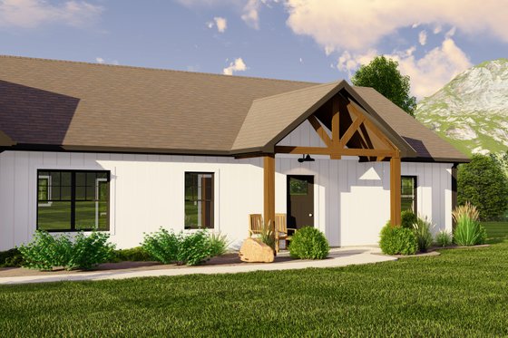 Exterior - Covered Porch for Ranch House Plan #1064-258 - 3 bed, 2.5 bath
