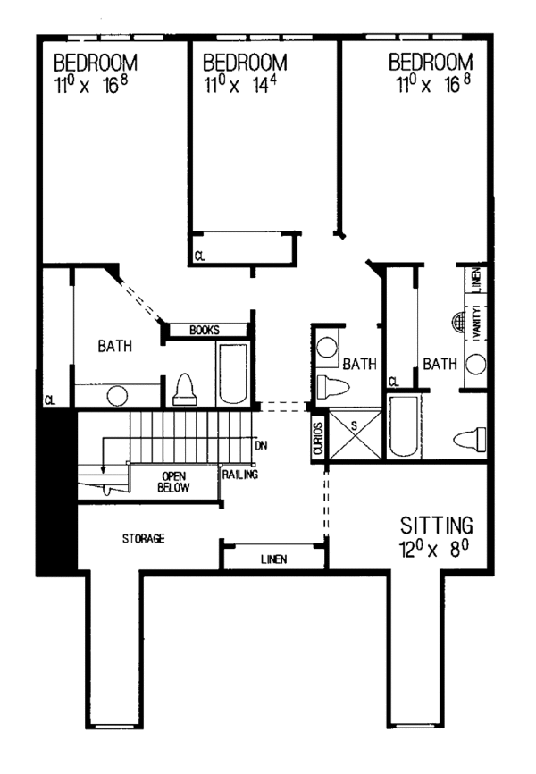House Blueprint - Classical Floor Plan - Upper Floor Plan #72-816