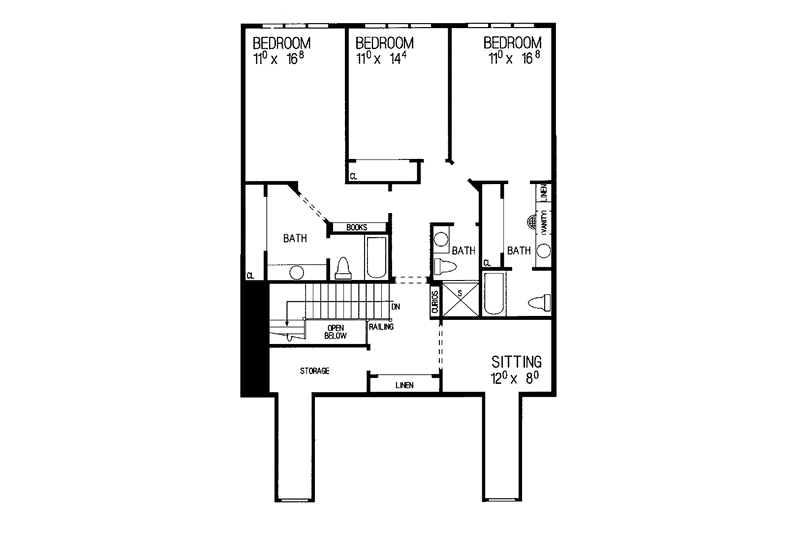 Home Plan - Floor Plan - Upper Floor for Classical House Plan #72-816 - 4 bed, 5 bath