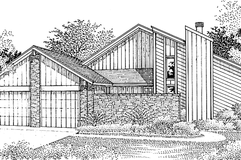 Architectural House Design - Exterior - Front Elevation 3 for Contemporary House Plan #45-405 - 3 bed, 2 bath