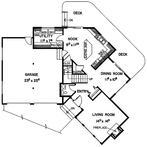 House Plan Design - Contemporary Floor Plan - Main Floor Plan #60-691