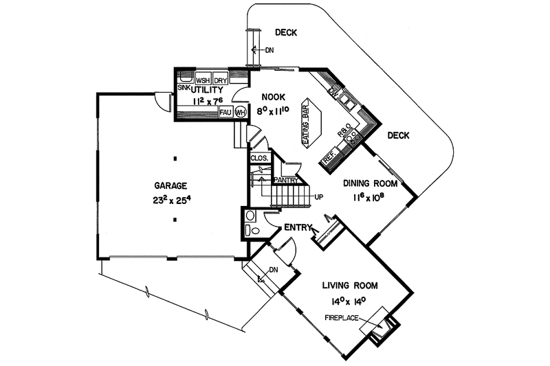 Home Plan - Floor Plan - Main Floor for Contemporary House Plan #60-691 - 3 bed, 2.5 bath