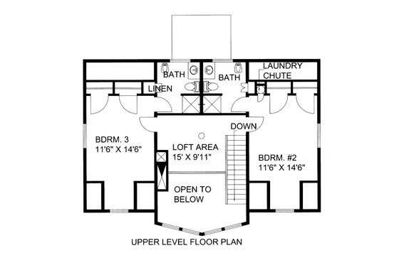 Floor Plan - Upper Floor for Craftsman House Plan #117-1099 - 3 bed, 4.5 bath