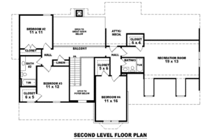 Floor Plan - Upper Floor for Colonial House Plan #81-817 - 4 bed, 3.5 bath