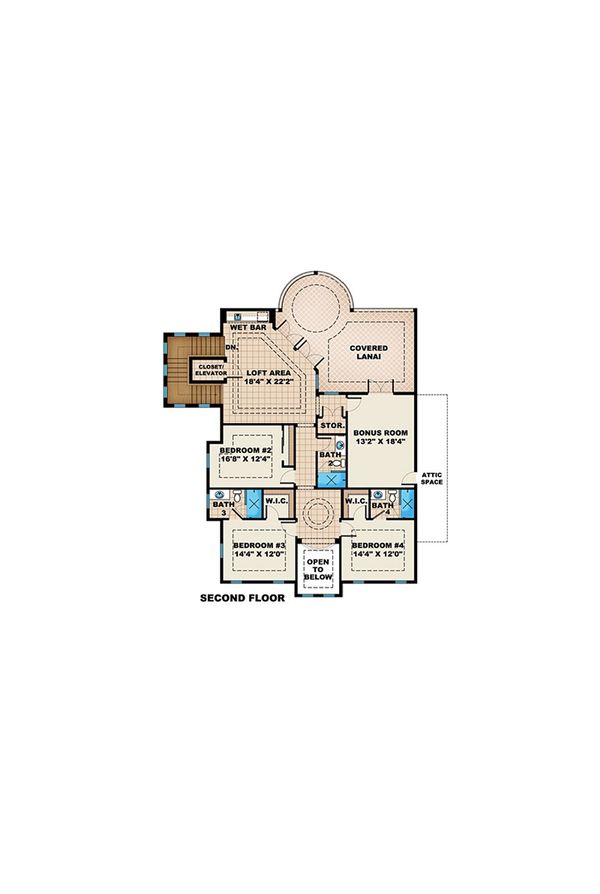 Beach Floor Plan - Upper Floor Plan #27-525