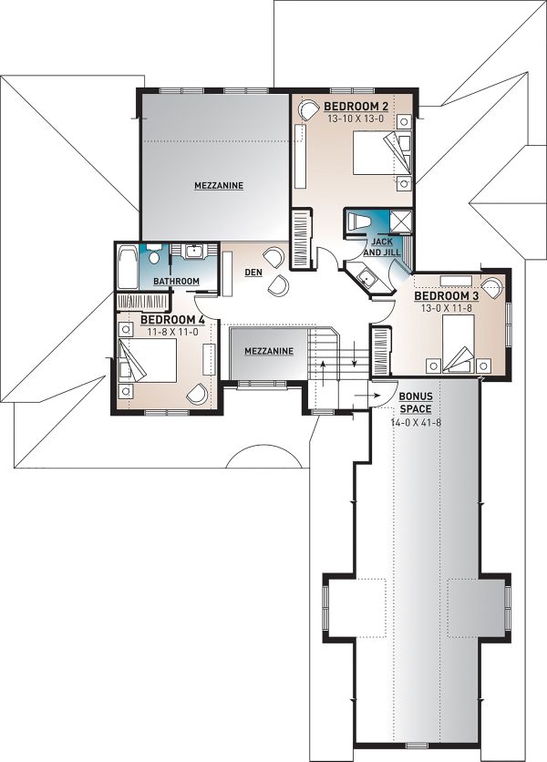 Architectural House Design - Farmhouse Floor Plan - Upper Floor Plan #23-2693