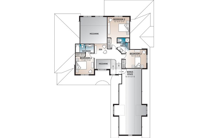 Home Plan - Floor Plan - Upper Floor for Farmhouse House Plan #23-2693 - 4 bed, 3.5 bath