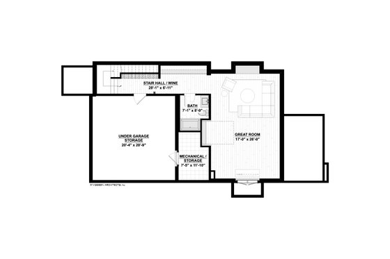 Floor Plan - Lower Floor for Contemporary House Plan #928-387 - 3 bed, 3.5 bath