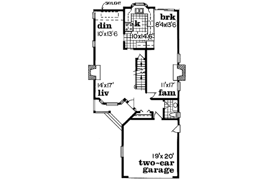 Floor Plan - Main Floor for Traditional House Plan #47-408 - 3 bed, 2.5 bath