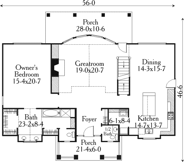 Southern Floor Plan - Main Floor Plan #406-262