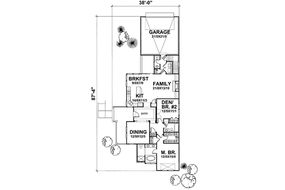 Floor Plan - Main Floor for Country House Plan #50-128 - 2 bed, 2.5 bath