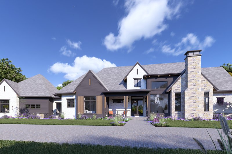 Home Plan - Exterior - Front Elevation 4 for Tudor House Plan #1069-37 - 2 bed, 2.5 bath