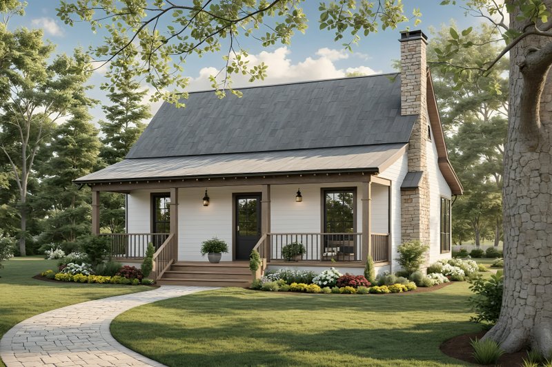 House Blueprint - Farmhouse Exterior - Front Elevation Plan #21-496