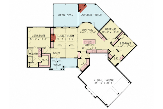 Floor Plan - Main Floor for Traditional House Plan #54-717 - 3 bed, 2 bath