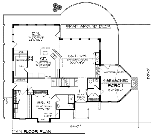 Craftsman Floor Plan - Main Floor Plan #70-970