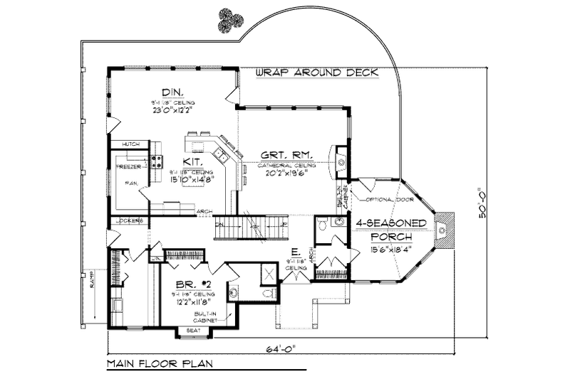 Home Plan - Floor Plan - Main Floor for Craftsman House Plan #70-970 - 4 bed, 4.5 bath