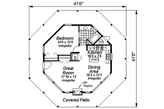 Floor Plan - Main Floor for Contemporary House Plan #18-1051 - 1 bed, 1 bath