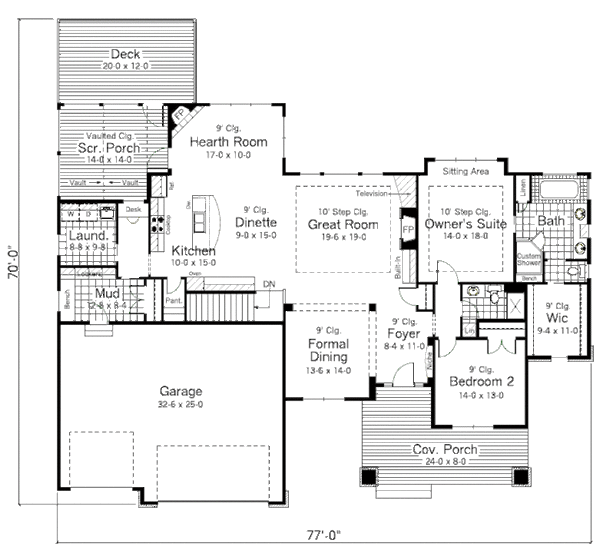 Dream House Plan - Craftsman Floor Plan - Main Floor Plan #51-355
