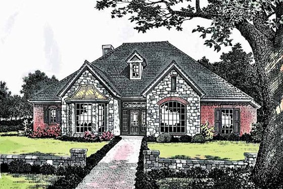 Exterior - Front Elevation for European House Plan #310-936 - 3 bed, 2.5 bath