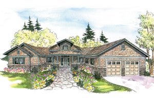 Ranch Exterior - Front Elevation Plan #124-578