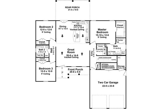 Floor Plan - Main Floor for Country House Plan #21-460 - 4 bed, 3 bath