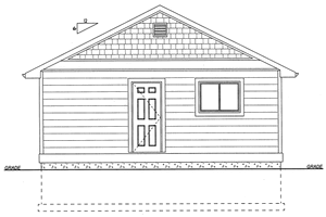 Exterior - Rear Elevation for Cabin House Plan #126-149 - 1 bed, 1 bath