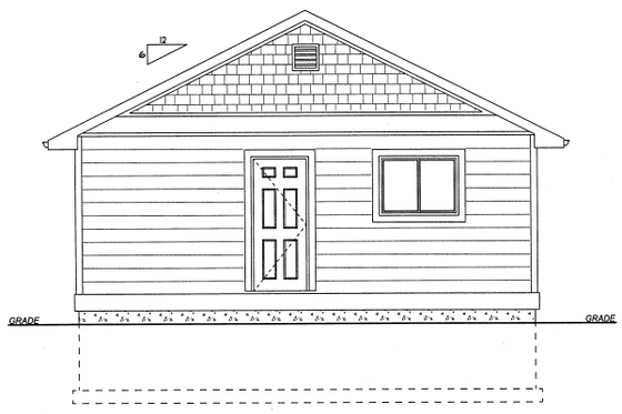 Exterior - Rear Elevation for Cabin House Plan #126-149 - 1 bed, 1 bath