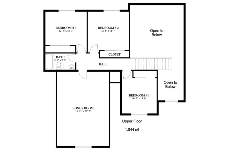 Architectural House Design - Floor Plan - Upper Floor for Traditional House Plan #1060-25 - 6 bed, 3.5 bath