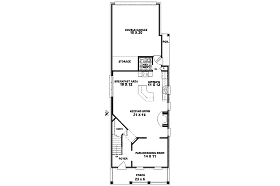 Floor Plan - Main Floor for Southern House Plan #81-462 - 3 bed, 2.5 bath