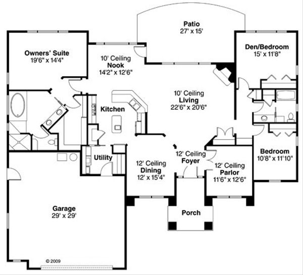 House Plan Design - Mediterranean Floor Plan - Main Floor Plan #124-751