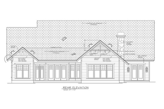 Exterior - Rear Elevation for Craftsman House Plan #453-8 - 3 bed, 2.5 bath
