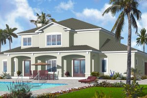 Exterior - Rear Elevation for Mediterranean House Plan #23-2249 - 6 bed, 4.5 bath
