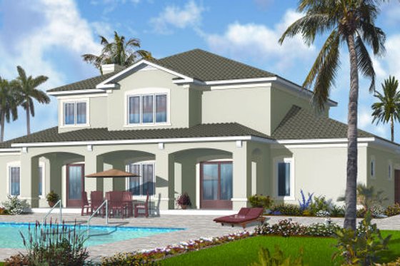 Exterior - Rear Elevation for Mediterranean House Plan #23-2249 - 6 bed, 4.5 bath