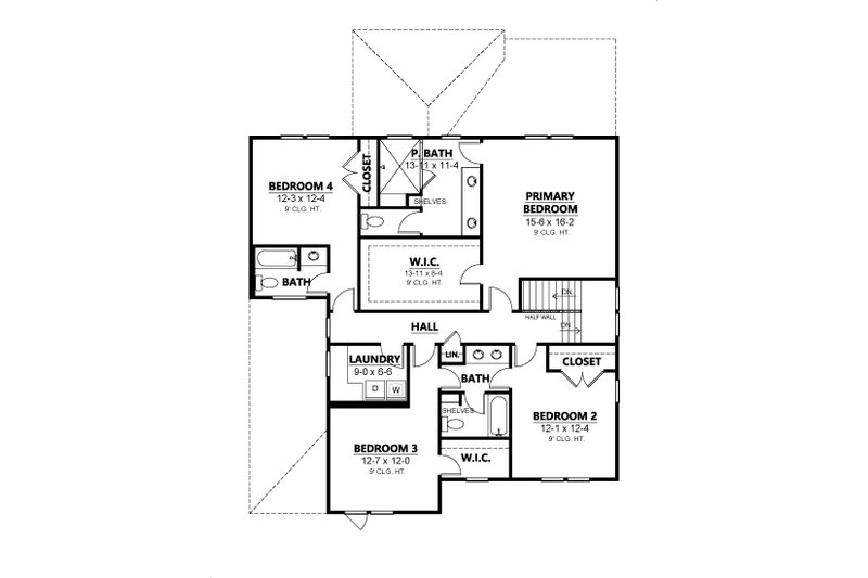 House Blueprint - Floor Plan - Upper Floor for Modern House Plan #1080-24 - 4 bed, 3.5 bath