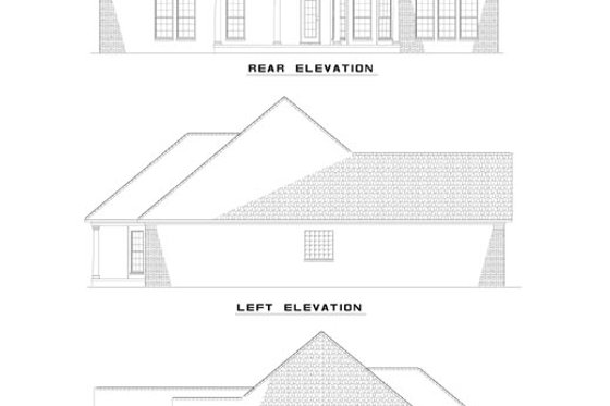Exterior - Rear Elevation for Ranch House Plan #17-1112 - 4 bed, 2 bath