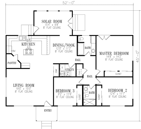 Adobe / Southwestern Style House Plan - 3 Beds 2 Baths 1668 Sq/Ft Plan ...