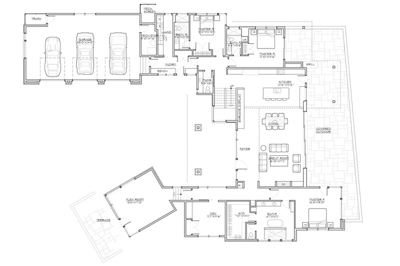 House Blueprint - Floor Plan - Main Floor for Modern House Plan #892-41 - 6 bed, 5.5 bath