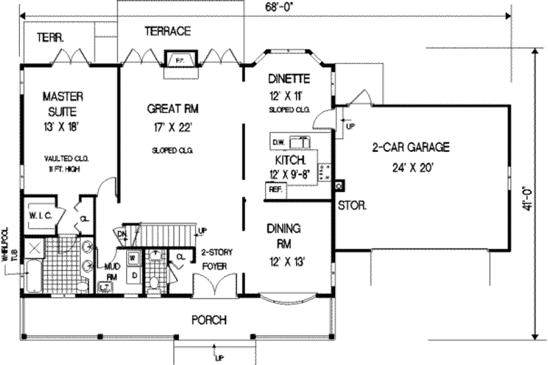 Dream House Plan - Floor Plan - Main Floor for Colonial House Plan #3-156 - 2 bed, 2.5 bath