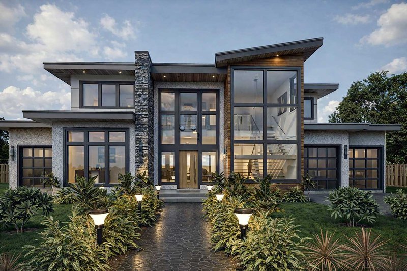 Contemporary Style House Plan - 3 Beds 3.5 Baths 3680 Sq/Ft Plan #1101-53 Exterior