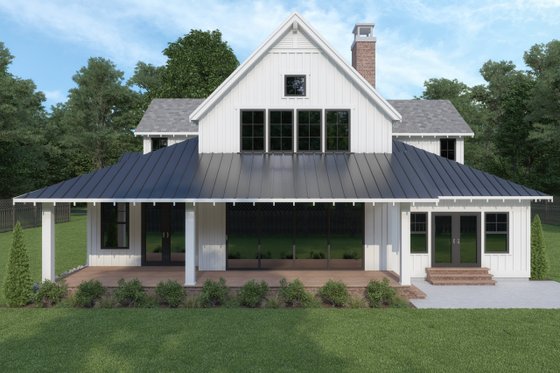 Exterior - Rear Elevation for Farmhouse House Plan #1070-3 - 4 bed, 3 bath
