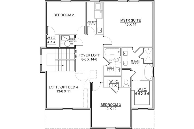 Home Plan - Floor Plan - Upper Floor for Traditional House Plan #1073-9 - 4 bed, 3.5 bath